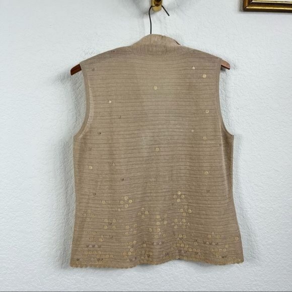 KENZO Paris Knit Interlocked Sequin Linen Woven Shell Sweater - Picture 2 of 6